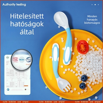 AnPi baba etetőkanál és villa készlet - hajlékony könyökszerű dizájn, PP+TPE, 6 hónapos kortól