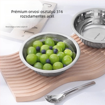 316-os rozsdamentes acél bébi tál, kör alakú, rajzfilm mintával, aranyos stílus