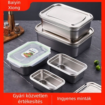 304 rozsdamentes acél, nagy méretű élelmiszer tároló doboz – hűtőhöz