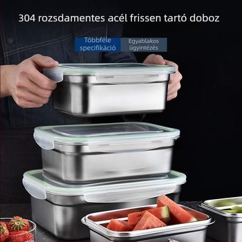 304 rozsdamentes acél élelmiszer-tároló doboz, légmentesen záródó, szivárgásmentes, illatmentes, élelmiszer-minőségű