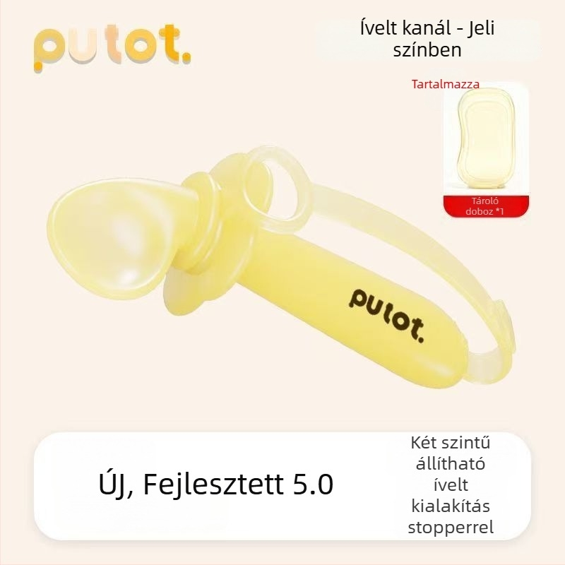 Baba etető tanulókanál — állítható szilikon, esésbiztos kialakítás, élelmiszer-minőségű szilikon, 3 hónapos kortól, 1 db