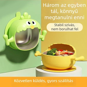 Baba etető tál – rozsdamentes acélból, 6 hónapos kortól, rajzfilmszerű aranyos stílus