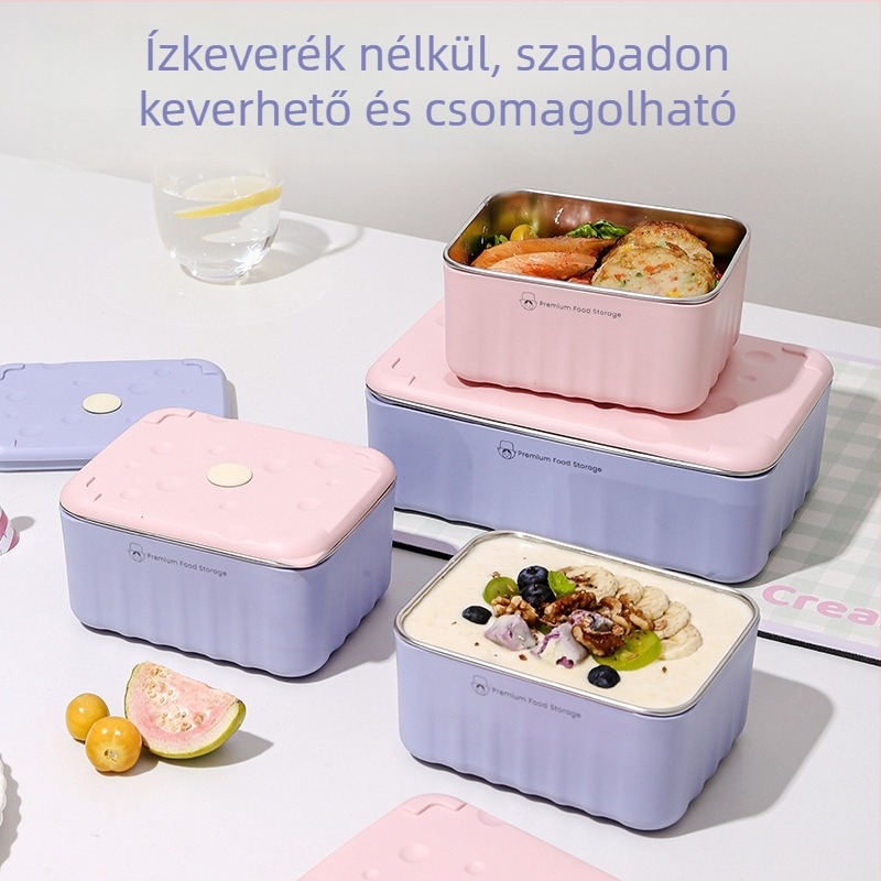 304 rozsdamentes acél ebédes doboz, mikrohullámú sütőben használható, téglalap alakú, diákoknak, Great beauty márkával