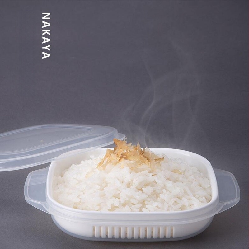 Mikrohullámú sütőhöz alkalmas ebédes doboz, japán stílusú, négyszögletes forma, kapacitás 301–500 ml, polipropilén