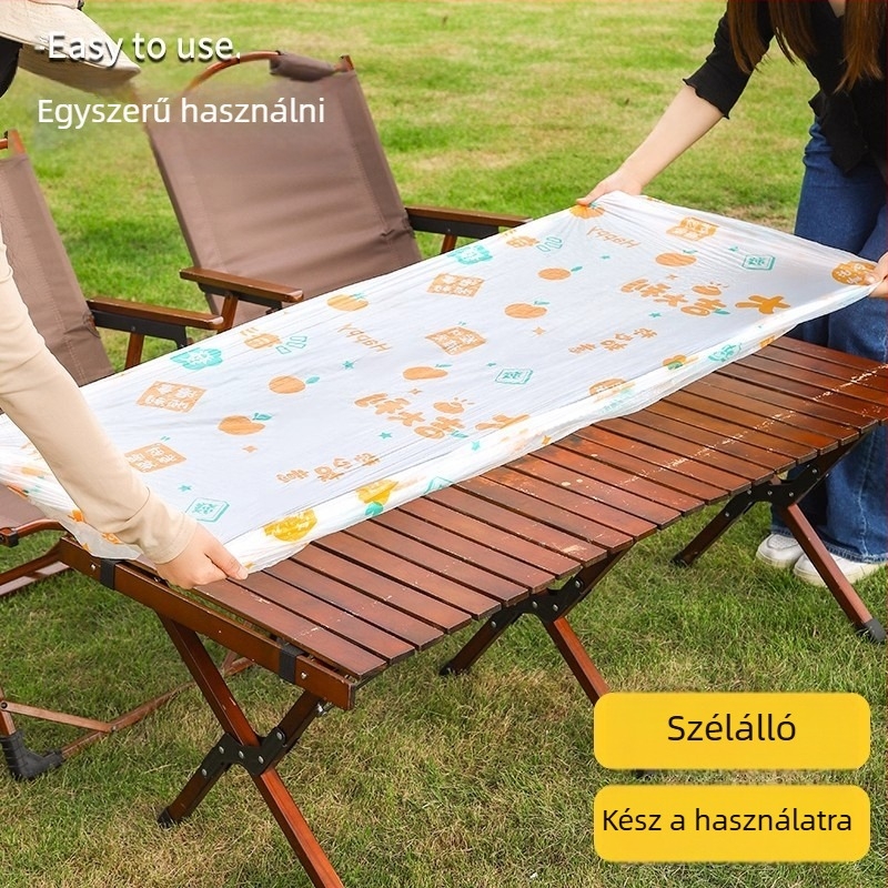 Egyszer használatos téglalap alakú asztalterítő, Friendly márka, Zhejiang eredetű, termék kódja zms, nem biológiailag lebomló.