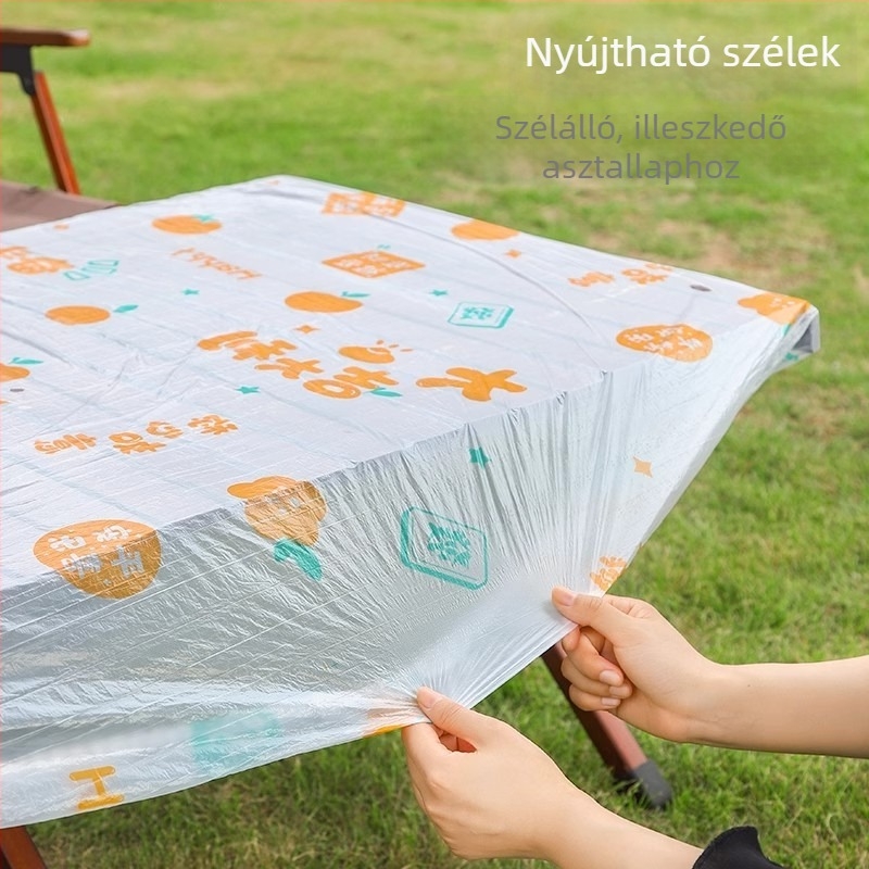 Egyszer használatos téglalap alakú asztalterítő, Friendly márka, Zhejiang eredetű, termék kódja zms, nem biológiailag lebomló.