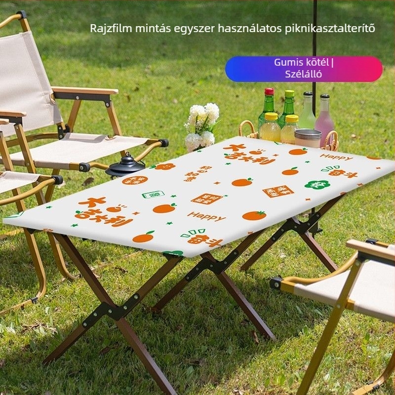 Egyszer használatos téglalap alakú asztalterítő, Friendly márka, Zhejiang eredetű, termék kódja zms, nem biológiailag lebomló.