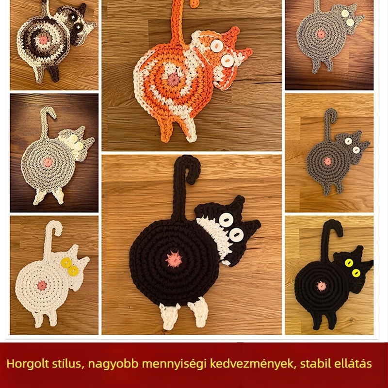 Cat Butt poháralátét, macska minta, szabálytalan forma, modern minimalista stílus, elektromos működés nélkül