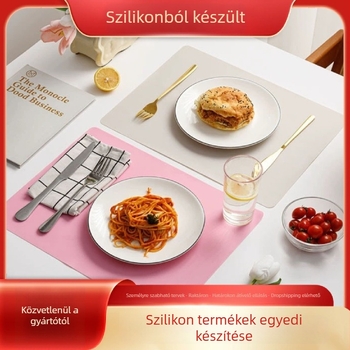 Élelmiszer-minőségű szilikon tányéralátét, négyzetes, egyszínű, modern minimalista stílus, hőálló, vastított szilikon