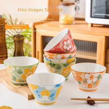 Kerámiás kónikus rizstál, japán stílusú, aláglazúros felülettel, mikróhullámú sütőben használható, gyerekeknek