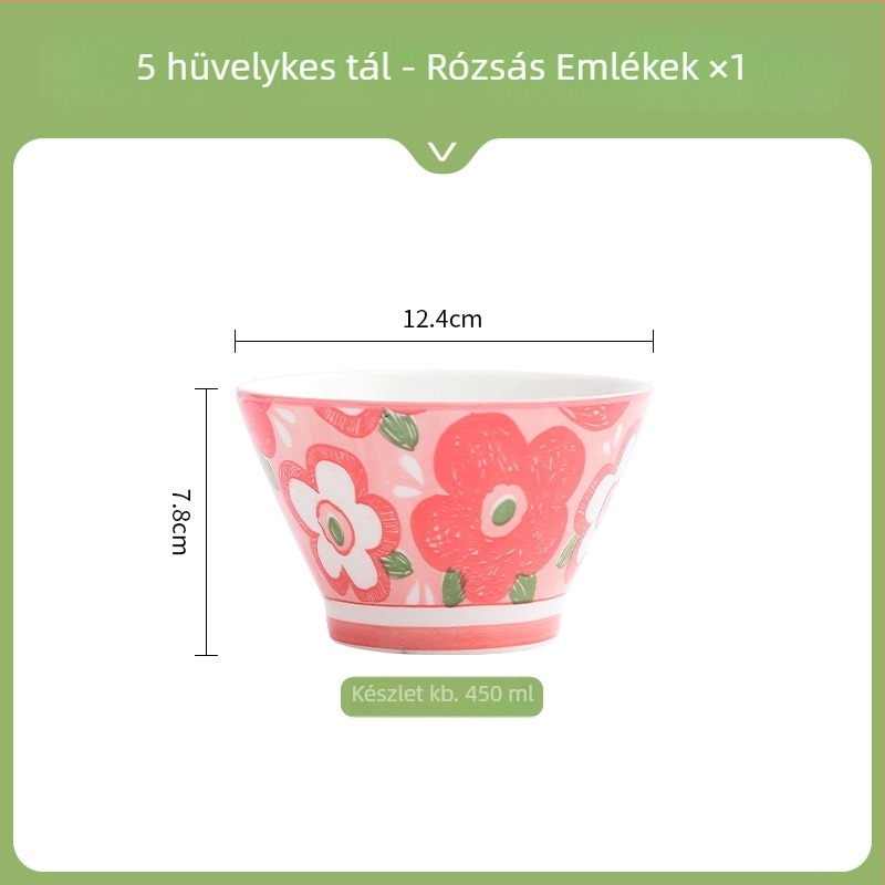 Kerámiás kónikus rizstál, japán stílusú, aláglazúros felülettel, mikróhullámú sütőben használható, gyerekeknek