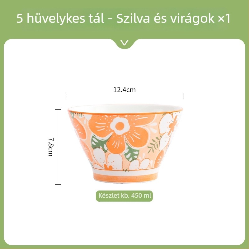 Kerámiás kónikus rizstál, japán stílusú, aláglazúros felülettel, mikróhullámú sütőben használható, gyerekeknek