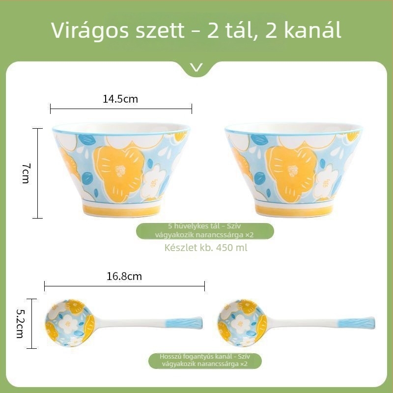 Kerámiás kónikus rizstál, japán stílusú, aláglazúros felülettel, mikróhullámú sütőben használható, gyerekeknek