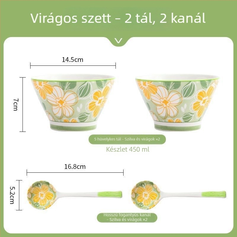 Kerámiás kónikus rizstál, japán stílusú, aláglazúros felülettel, mikróhullámú sütőben használható, gyerekeknek