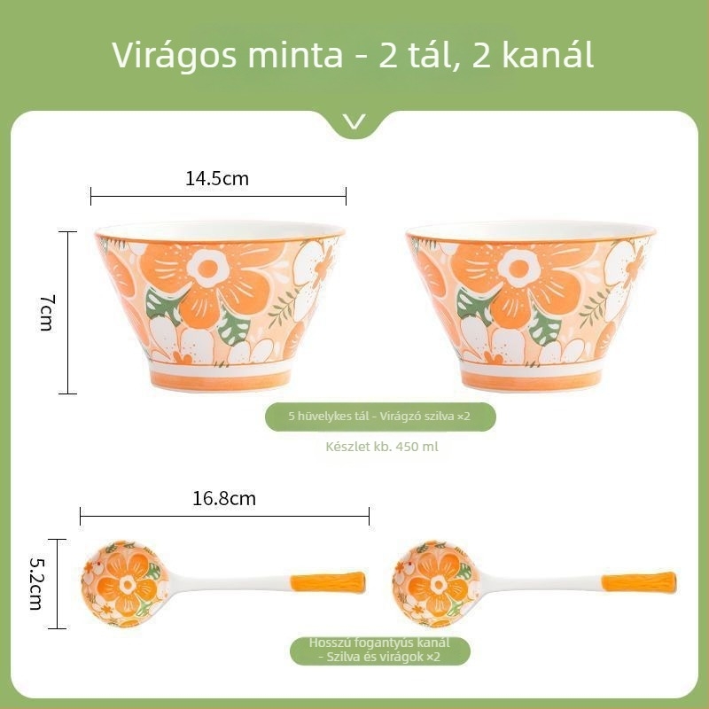 Kerámiás kónikus rizstál, japán stílusú, aláglazúros felülettel, mikróhullámú sütőben használható, gyerekeknek