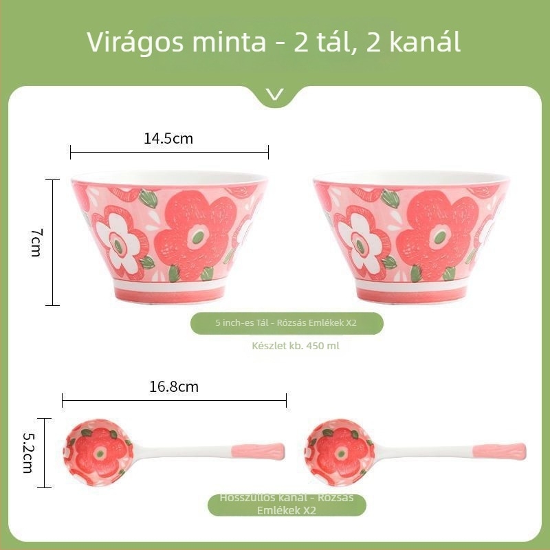 Kerámiás kónikus rizstál, japán stílusú, aláglazúros felülettel, mikróhullámú sütőben használható, gyerekeknek