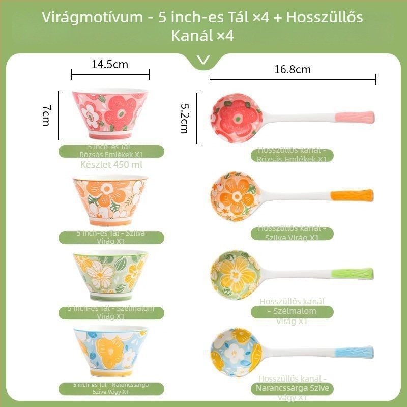 Kerámiás kónikus rizstál, japán stílusú, aláglazúros felülettel, mikróhullámú sütőben használható, gyerekeknek