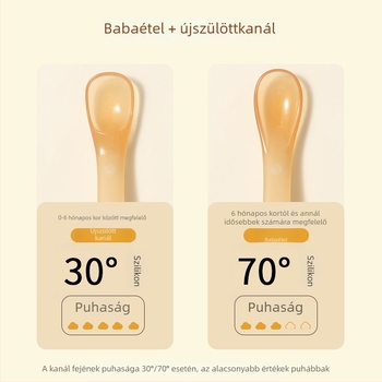 Szilikon babakanál, puha etetőkanál, 2 darab/doboz, 3 hónapos kortól, friss és aranyos stílus