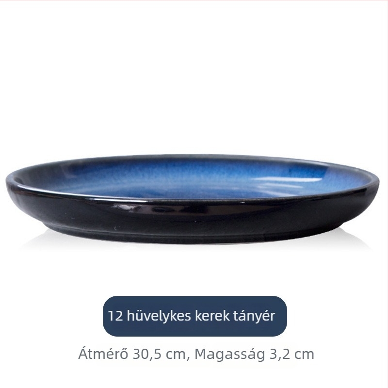 Porcelán vacsora tányér, kör alakú, kemencemázas felülettel, mikrohullámú sütőben használható, egyszerű stílus