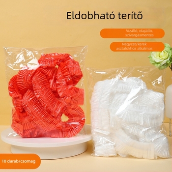 Egyszer használatos elasztikus asztalterítő éttermeknek és élelmiszer-standoknak, műanyag elasztikus asztalterítő, olajálló, vastított, tartós, kerek.
