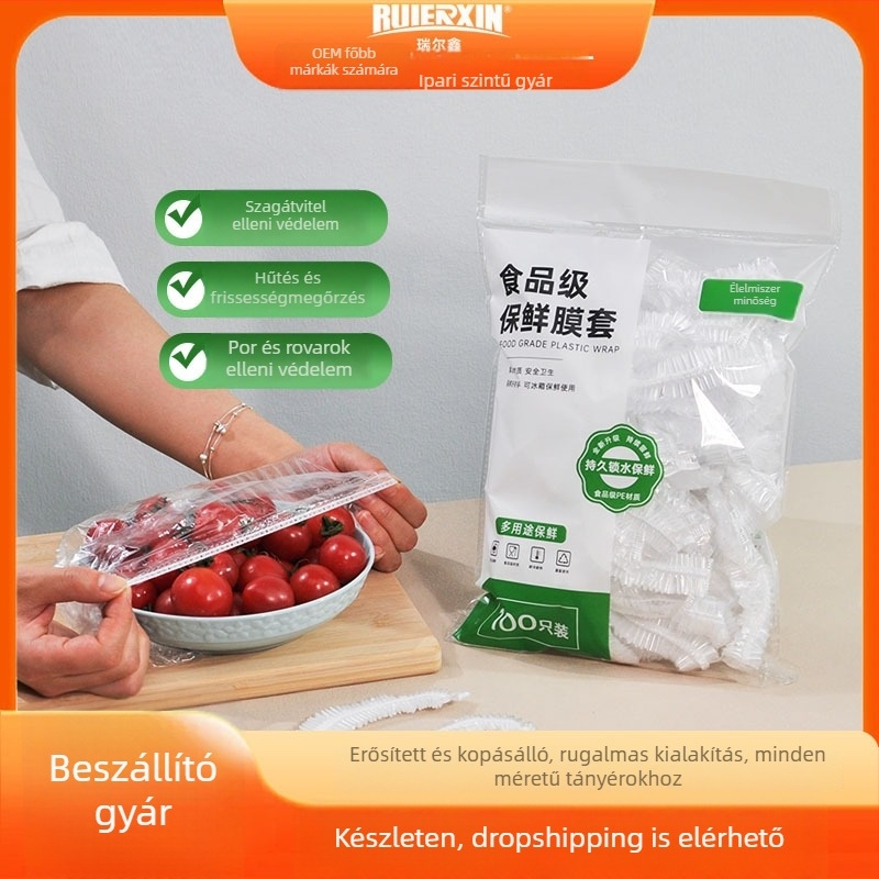 Eldobható PE élelmiszer-minőségű tálfedél, vastított, szakadásmentes, 1 db, 240 zacskó a nagy csomagban