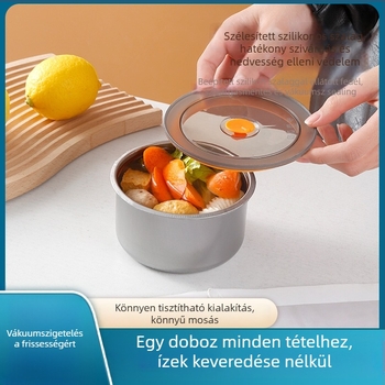 Kör alakú ebédes doboz 304 rozsdamentes acélból fedővel, mikrohullámú sütőben használható, egy rétegű, megőrzi az ételt