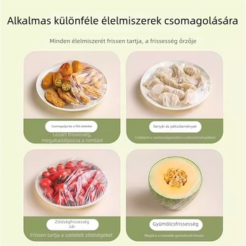 Multifunkcionális antibakteriális porvédő fedél az ételek frissességének megőrzéséhez, PE tasakkal és fóliás tárolófedéllel, egyszer használatos maradékokra