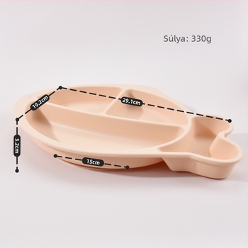 Gyerekeknek szóló szilikon vacsoratetál, három rekeszes, erős szívóhatású, vastagított szilikon