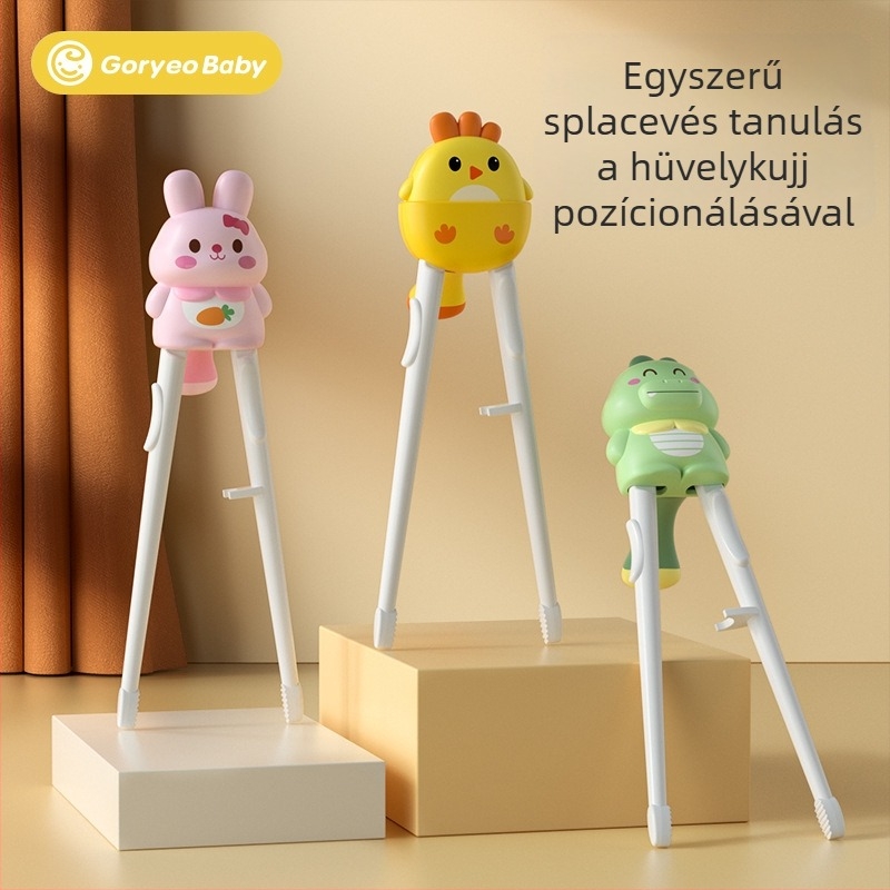 Goryeobaby tanuló evőpálcika - ABS anyag, Tiger Mouth kialakítás, 2 darabos készlet, gyermekek 24 hónaptól