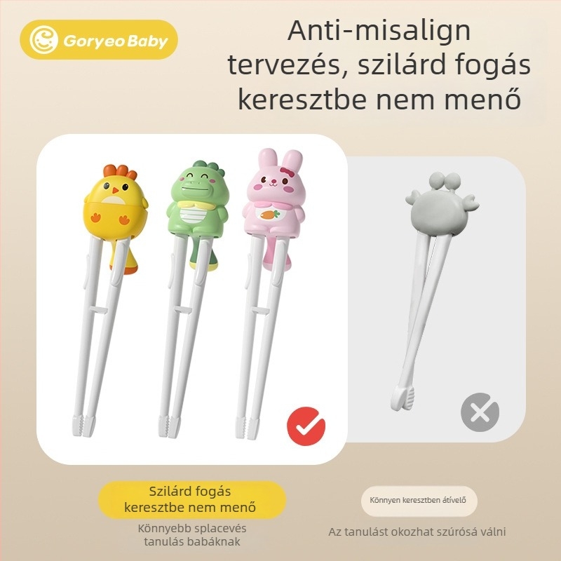 Goryeobaby tanuló evőpálcika - ABS anyag, Tiger Mouth kialakítás, 2 darabos készlet, gyermekek 24 hónaptól