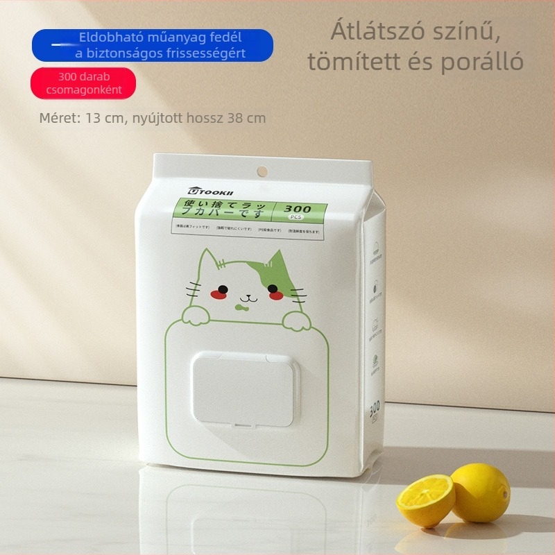 Egyszer használatos műanyag fóliatakaró, kihúzható típus, többfunkciós, élelmiszerbiztonság, tálak és tányérok számára, porvédő fedél, tárolózacskó