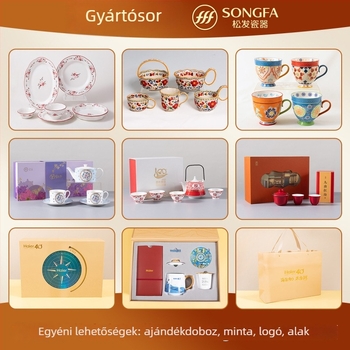 Songfa csont porcelán étkészlet virágos mintával, modern minimalista stílus, mikrohullámú sütőben használható