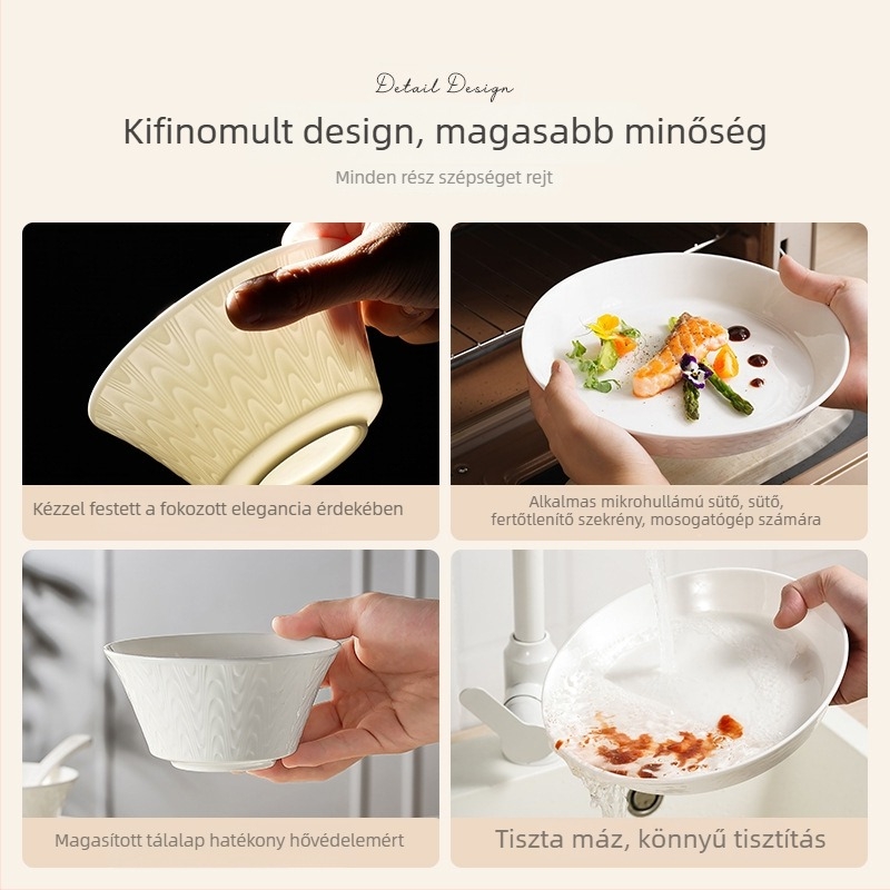 Songfa csont porcelán étkészlet virágos mintával, modern minimalista stílus, mikrohullámú sütőben használható