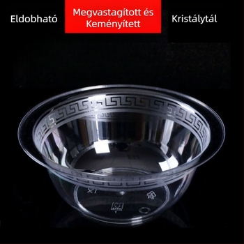 Vastagított egyszer használatos átlátszó tál, élelmiszer-minőségű, leveshez, desszerthez és gyümölcsökhöz