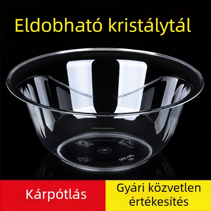 Vastagított egyszer használatos átlátszó tál, élelmiszer-minőségű, leveshez, desszerthez és gyümölcsökhöz