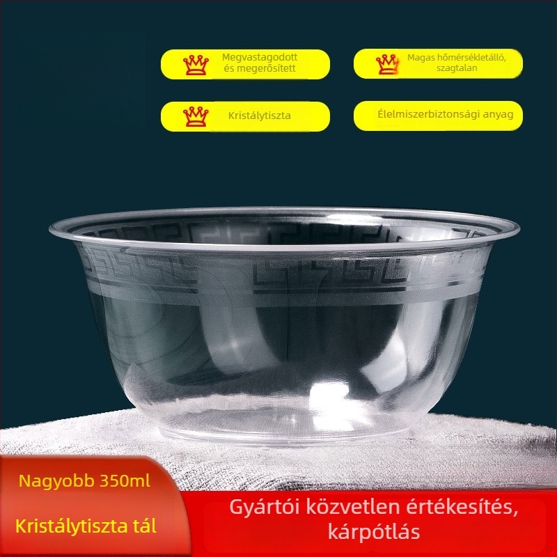 Egyszer használatos kristálytál, élelmiszer-minőségű műanyagból, testre szabható, nem lebomló