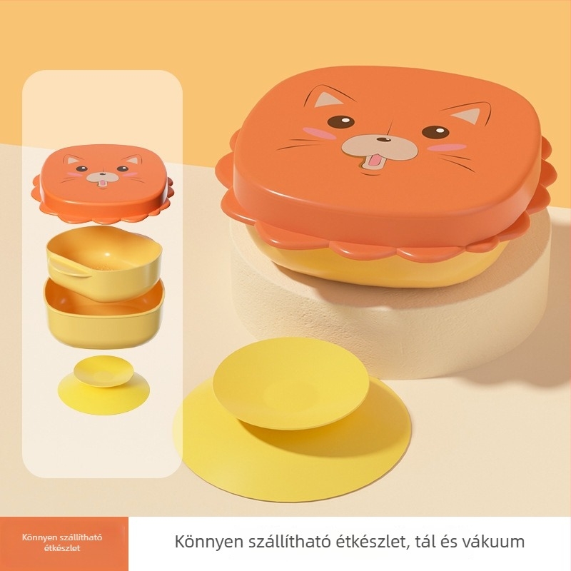 Baba etető tálkák készlet, oroszlános karikatúra témájú, 2 darabos, polipropilén (PP)