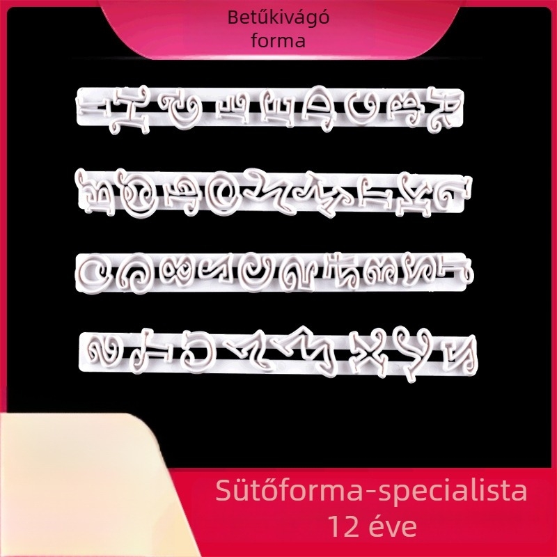 Süteményformák készlet – 4 darab betűs vágóforma, nem szabályos alakú műanyag sütőforma, márka createklat/Kulaiet