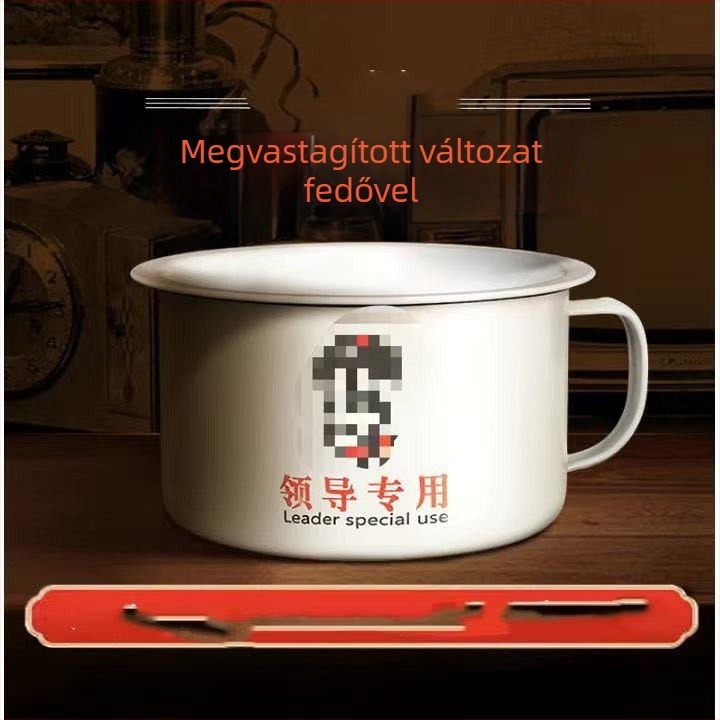 Emailezett tál fedővel, nagy kapacitású, kerek formájú, könnyen tisztítható, átmérő 14 cm