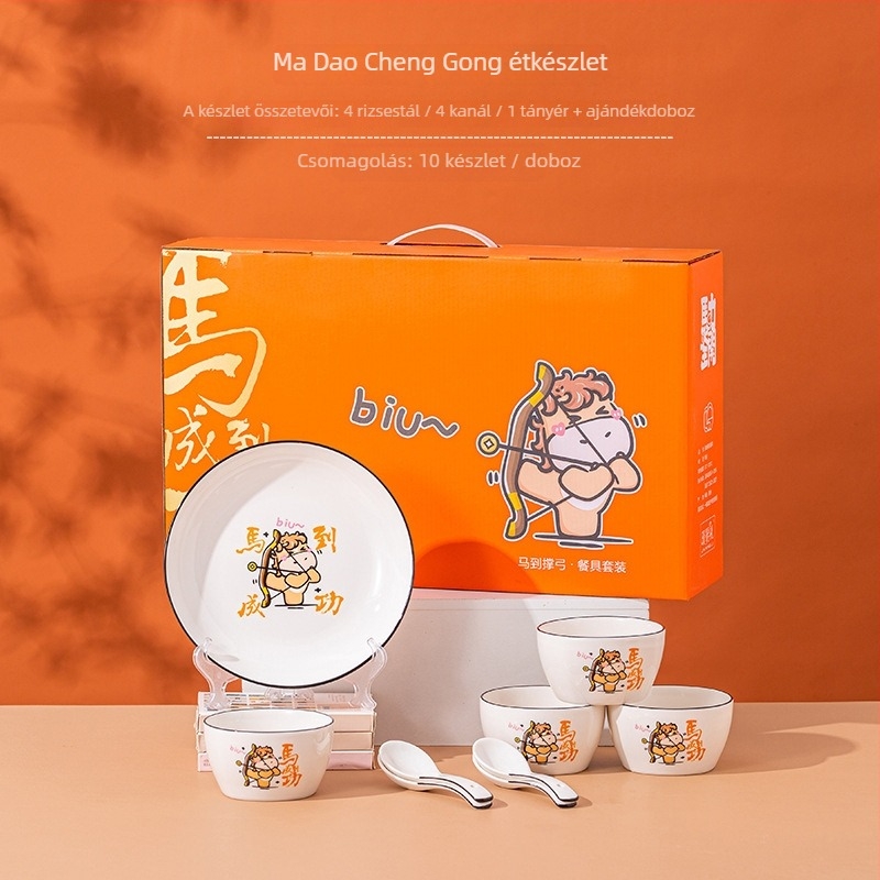 Ló témájú karikatúra-stílusú kerámiás tálak készlet; kapacitás 200 ml; 40 készlet a csomagban; friss és aranyos stílus; ideális ajándék nyitásokra és emlékekhez.