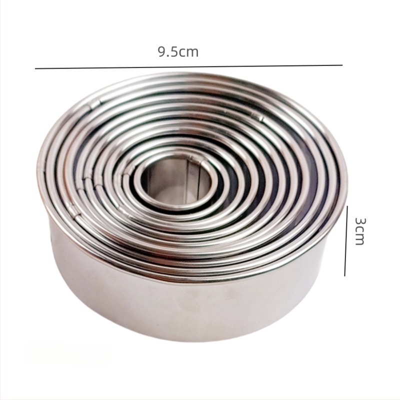 11 darabos rozsdamentes acél kör alakú tortaforma készlet mousse, torta és süteményekhez