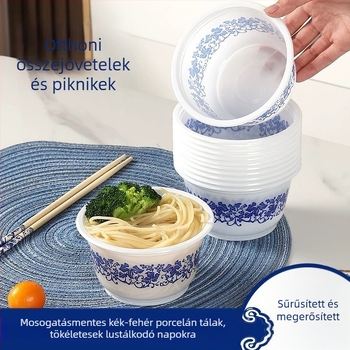 Egyszer használatos műanyag kerek tál, kapacitás 360 ml, vastagság 100, 40 db/csomag, dobozban 1000 db