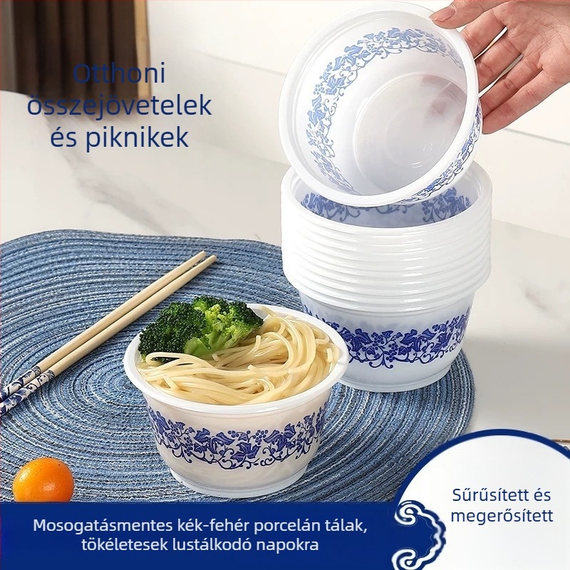 Egyszer használatos műanyag kerek tál, kapacitás 360 ml, vastagság 100, 40 db/csomag, dobozban 1000 db