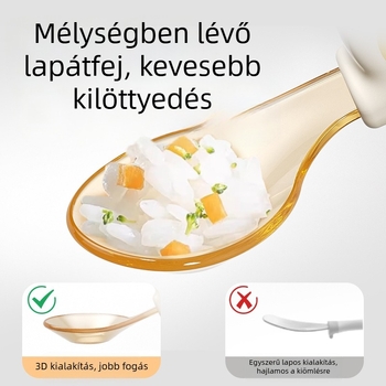 Baba tanuló villája és kanálja szilikonból – önálló evéshez, 12 hónapos kortól
