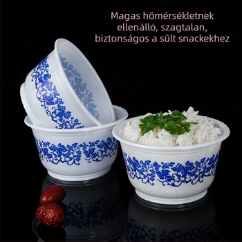 Egyszer használatos műanyag tálak, 40 darabos készlet, kör alakú, növény- és virágminta