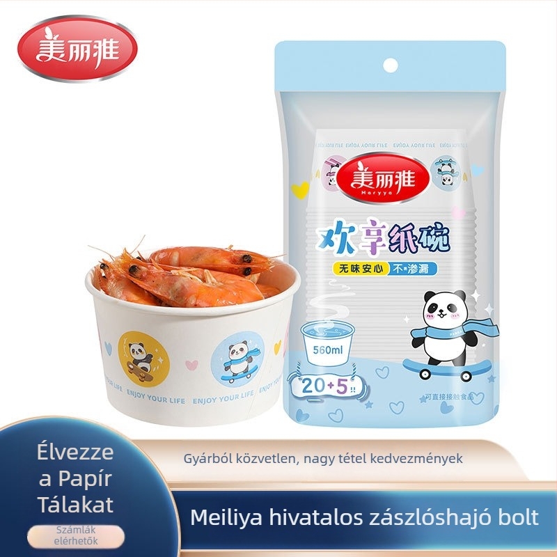 Egyszer használatos papírtál a kiszállításhoz – élelmiszer-biztonság, anyag: papír, kapacitás 360-560-660 ml, 40 darabos doboz