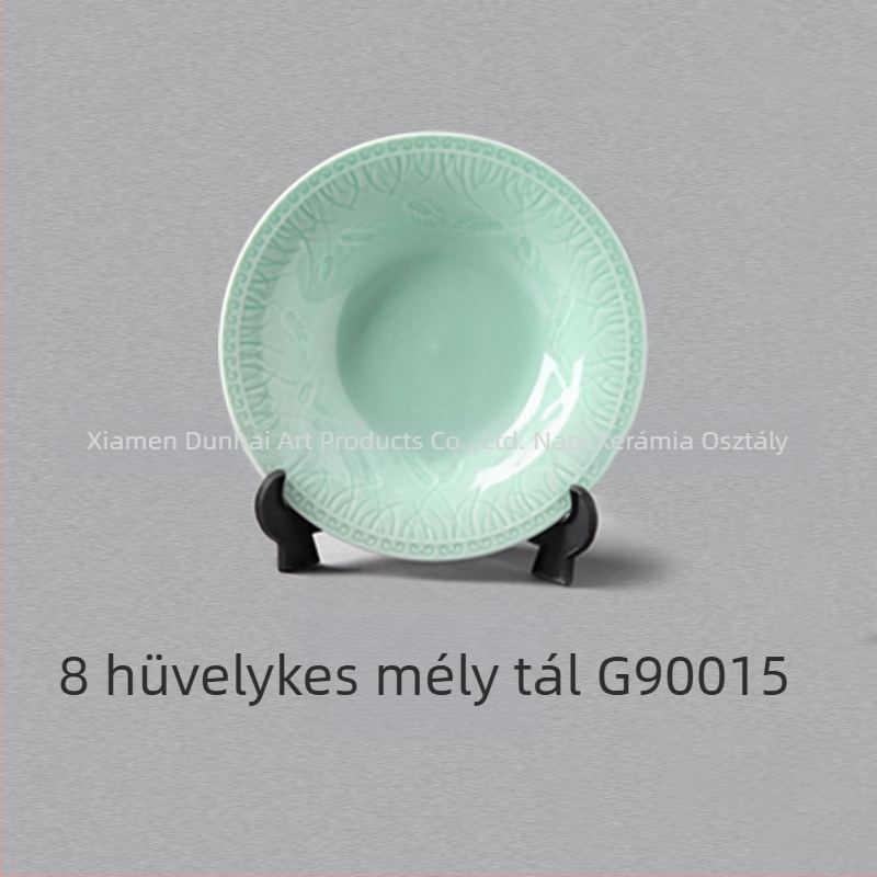 Kerámia glazúrral ellátott étkészlet – új kínai stílus, Susan Ceramics, tartalmaz leveses tálakat, tányérokat, pörkölő edényt és leveses kanalat; gyermekeknek, diákoknak, felnőtteknek és időseknek alkalmas; testreszabás elérhető