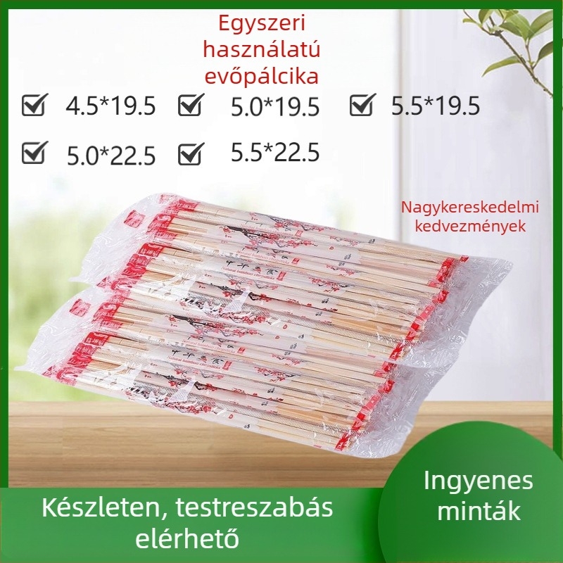 Egyszer használatos bambusz evőpálcikák logóval, testreszabható feldolgozás, modern minimalista stílus, nem lebomló
