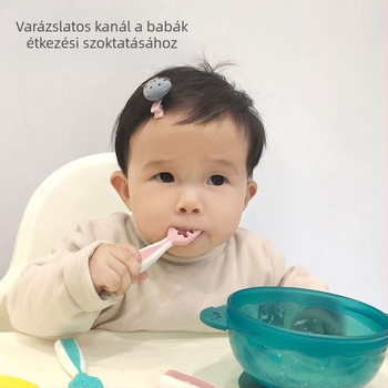 Baba etetőedző kanál, 6 hónapos kortól, hordozható különleges formájú étkezési készlet