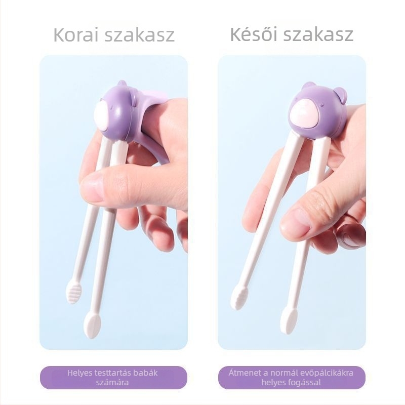 Tanuló evőpálcikák gyerekeknek, 2 csomag, PP élelmiszer-minőségű, aranyos rajzolt dizájn, 3 hónapos kortól